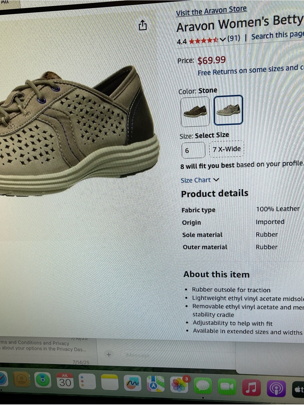 Aravon Stone Taupe Perforated Slip-On Loafer